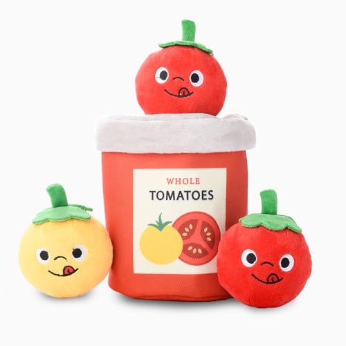 HugSmart Pet Food Party Tomato Can Dog Toy, 6.7-Inch, Plush, Multicolor