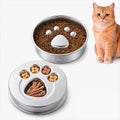 Stainless Steel 2‑in‑1 Double‑Sided Slow Feeder Cat Bowl