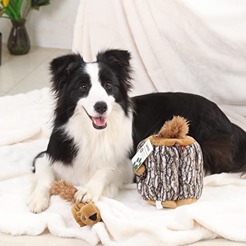 Laifug Hidden Squirrel Plush Dog Toy， Interactive Squeaky Dog Toy Hide and Seek, L - color: Squirrel, size: L
