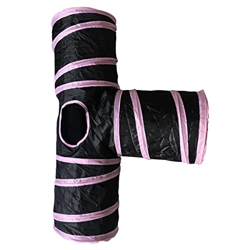 Cat Tunnels, Pet Ferret Rabbit Bunny Tunnels Tubes Subway Habitats, T-Style, DIY Cat Peekaboo Maze House Tent Bed, Kitten Interactive Toy (T Type 3 Way (Straight)) - size: T Type 3 Way (Straight)
