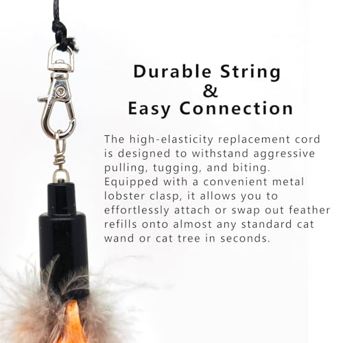 miwoowim 7PCS Cat Wand Refills, 6 Natural Feathers & Replacement String - color: 6 Feather Refills