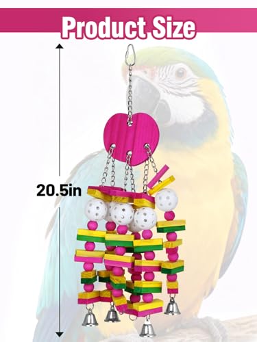 Large Bird Parrot Toys for Cockatoos African Grey Macaws Amazon Parrots - color: Hot pink