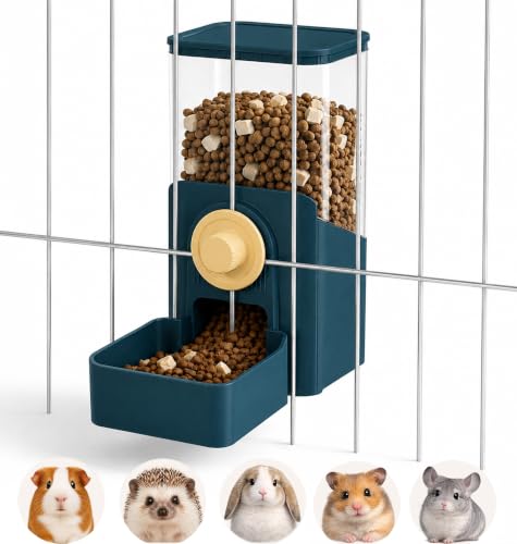 41 oz Hanging Gravity Feeder for Small Animal Cages Rabbit & Guinea Pig - color: Dark Blue