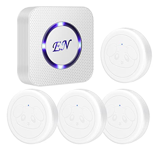 Dog Door Bell Wireless Doggie Doorbells for Potty Training with Waterproof Touch Button Dog Bells 1 Receiver and 4 Transmitters, White - color: White, size: 1 Receiver + 4 Transmitters