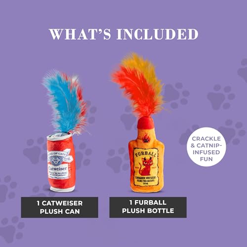 Haute Diggity Kitty Catweiser + Furball Set, Soft Plush Cat Toys - color: Multi - Catweiser + Furball Duo