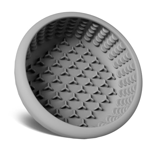 Dog Lick Bowl,Silicone Slow Feeder Bowls for Dogs ，Anxiety Relief Lick Mat for Dogs, Interactive and Enrichment Toys(Grey, Small - color: Grey, size: Small