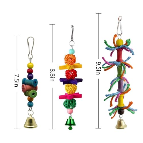 8 Pack Bird Swing Chewing Toy for Cockatiel Conure, Parrot Hammock Bell Toy
