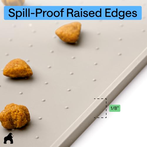 GORILLA GRIP Dog Food Mat, 100% Waterproof Silicone, 32x24 Beige - color: Beige, size: 32"l X 24"w