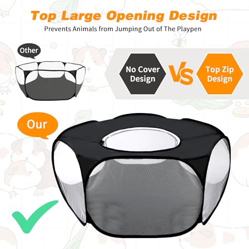 Rypet Guinea Pig Playpen Pop-Up, Outdoor Yard Fence for Pets,Tent Black - color: Black, style: Enclosed Playpen