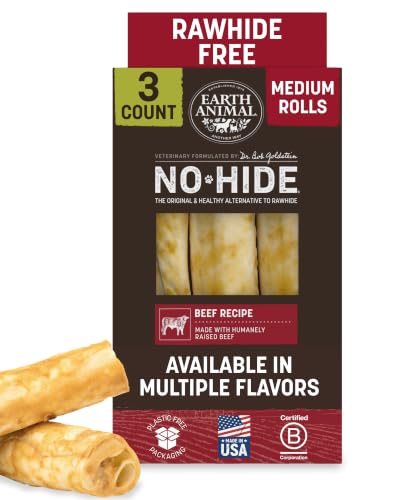 Earth Animal No Hide Dog Chews - Rawhide Free Medium Rolls 3 Count Beef - size: 3 Count (Pack of 1)