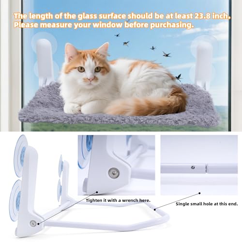 YUNIQUE Cat Window Perch, Upturned Edge Bracket, Portable Wall Hammock for Indoor Cat, Grey - color: Grey