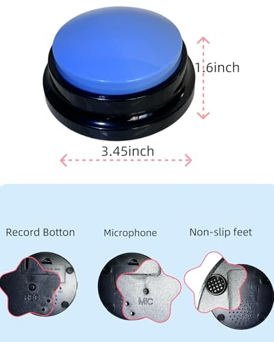 Dog Talk Buttons Voice Recording Button for Communication and Pet Training 30-Second Record & Playback Talking Button for Study, Office, Family, and Kids (Blue, one) - color: Blue