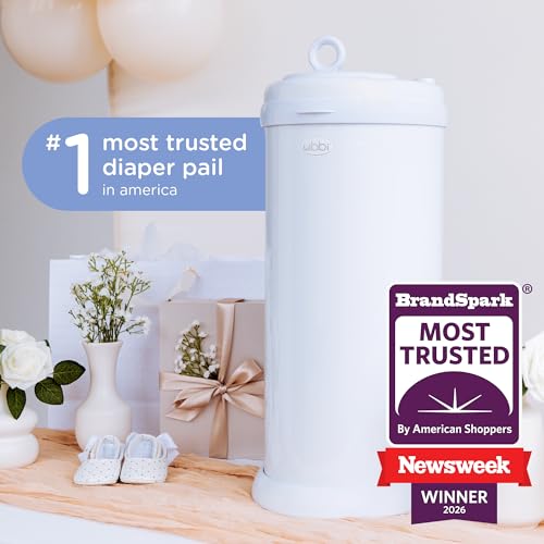 Ubbi Stainless Steel Diaper Pail, No Special Bag, Odor-Locking, Matte Black - color: Matte Black