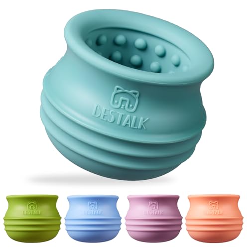 Dog Enrichment Treat Toy, Long-Lasting Wobbly Interactive Freeze Lick Toys for Dogs, Stuffable Puzzle Feeder Toy for Boredom, Silicone Treat Dispensing Chew Toy (Teal Blue,L) - color: Teal Blue, size: L