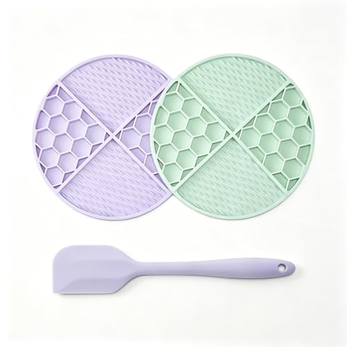 2 Pack Dog Cat Lick Mat, BPA Free Silicone Honeycomb Suction Cups