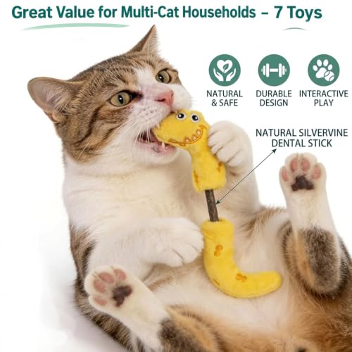 7 Pcs Interactive Catnip Toys & Silvervine Chew Sticks for Cats/kitten - color: 7 Packs
