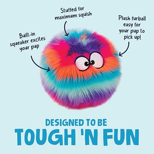goDog Furballz Squeaky Plush Ball Dog Toy, Chew Guard Technology - Cool Rainbow, Large - color: Furballz (Cool Rainbow)