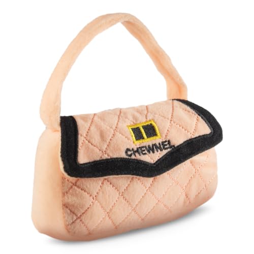 Dog Diggin Designs Chewnel Plush Dog Toy Purse | Luxury-Inspired Parody Designer Handbag with Squeaker, Soft Plush Fashion Dog Toy – Haute Couture Purses & Handbags - color: Pink Purse, size: One Size