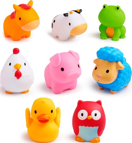 Munchkin Baby Bath Toy Squirts for Babies and Toddlers 9 Months and Up, Farm Animal Squirters, 8 Pack - size: 8 Pack, style: Farm