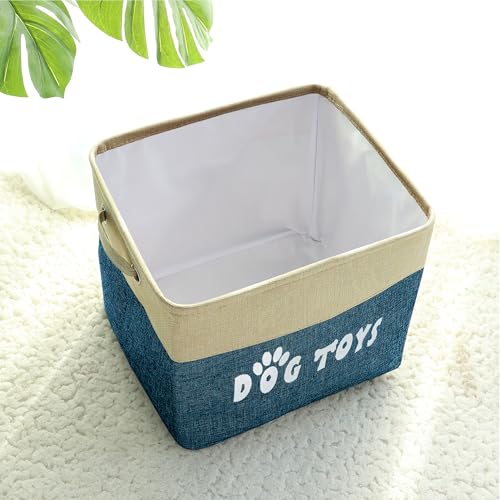 PET ARTIST Dog Toy Basket, Large Collapsible, Navy Blue, L:15"x13"x12" - color: Navy Blue, size: L:15"x13"x12"