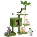 52" Cat Tree Cat Tower for Indoor Cats with Green Leaves, Multi-Level Cozy Plush Cat Condo Cat House Scratching Posts for All Breeds Sizes