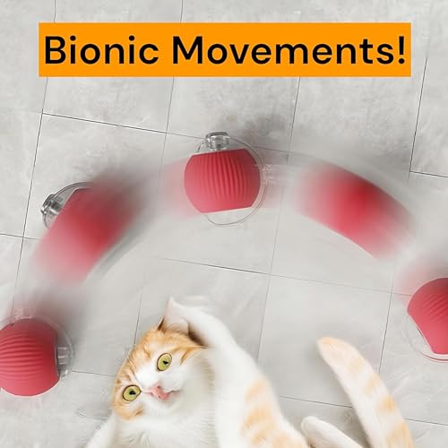 Durable Interactive Cat Toys for Indoor Cats, Dog Toys Ball, Rolling Pet Ball, Smart Automatic Cat Chase Balls Toy, Interactive Dog Toys Speedy Tail,Kitten & Cat Toys Interactive (Pink) - color: PINK