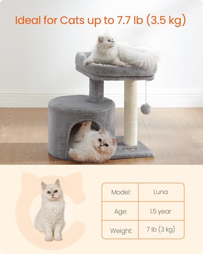 Feandrea Cat Tree, 18.5-in Small Cat Tower, Cute Kittens Condo, Light Gray - color: Light Gray