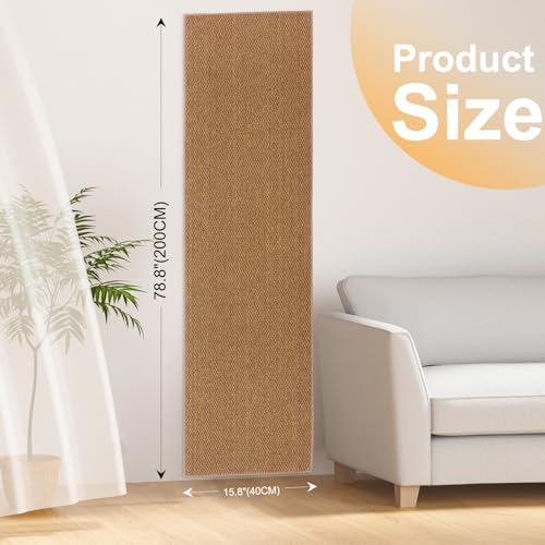 Uross Thickened Cat Wall Climbing Carpet 6.6 FT x 16" - Extra Long Cat Scratch Wall Pad, Cat Scratching Carpet Rug Wall Mounted Scratcher Couch Sofa Protector- Brown - color: Brown