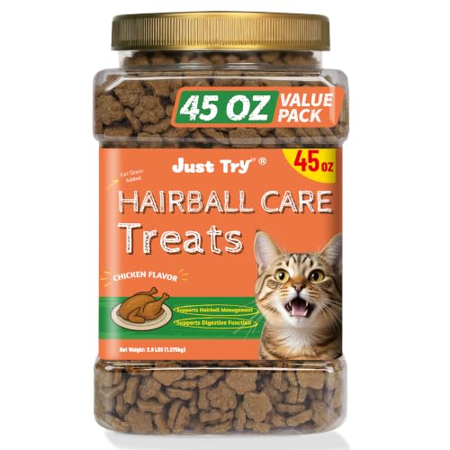 Just Try Hairball Support Healthy Cat Training Treats - size: 45 OZ