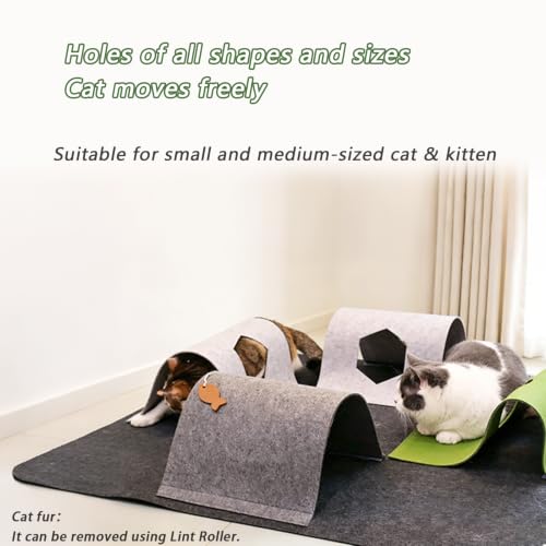 Cat Tunnel Mat for Indoor,4-Way Felt Cats Play Mat Cat Cave for Hide & Seek - color: Dark Gray