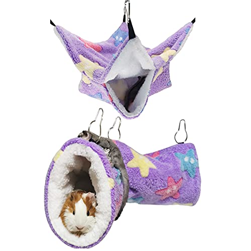 LEFTSTARER Guinea Pig Ferret Rat Hammock Toy Small Animal Cage Accessories Hideout Tunnel & Bunkbed Hammock for Rat Ferret Guinea Pig Hamster Sugar Glider Chinchilla