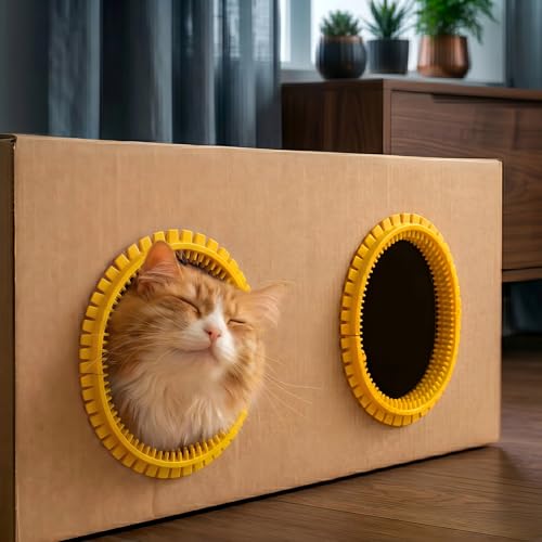 Cat Self Groomer Arch for Cardboard Boxes(Yellow | Refill) - color: Yellow