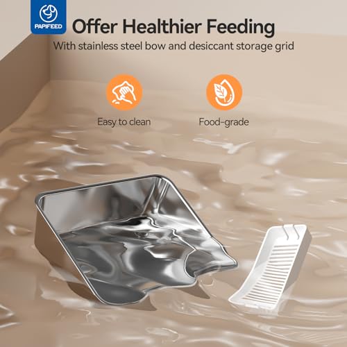 PAPIFEED Automatic Cat Feeder with App, 2.4G WiFi Cat Food Dispenser, 6L Timed Cat Feeder for Dry Food, 10 Meals/Day, 12 Portions/Meal, Dual Power Supply Smart Pet Feeder for Small Dog, Black - color: Yellow