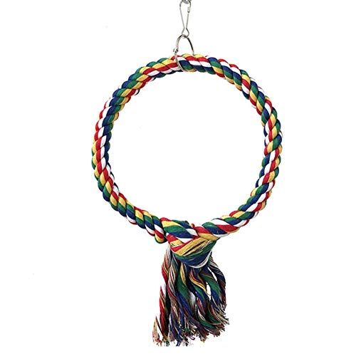 Litewoo Bird Swing Toy Colorful Cotton Rope Perches for Parrots Budgie Parakeet Cockatiel Conure Finch Lovebird - color: Medium
