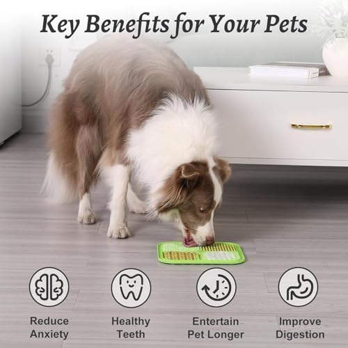 MateeyLife Lick Mat for Dogs & Cats, Slow Feeder Licking Pads for Boredom - color: Blue&Green, size: 6"x6"