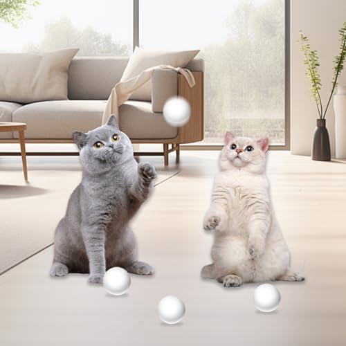 Cat Ball Toy Cat Track Balls Replacement Track Balls for Turbo Round Scratcher Toy (4 pcs), White