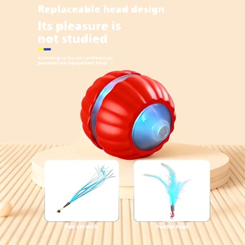 2PCS Interactive Cat Toys for Indoor Cats,Automatic Moving Kitten Toys - color: Red + Green