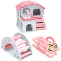 Skylety 3 Pieces Fun Hamster Guinea Pig Hideout Kit, Small, Pink - color: Pink, size: Small