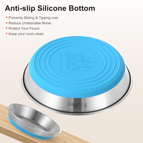 6 Pack Blue 304 Stainless Steel Shallow Whisker Fatigue Cat Bowls - color: Blue, size: 6Pcs