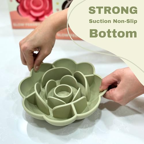 Hanara Sillicone Slow Feeder Dog Bowls & Lick Mat with Suction Bottom | Rose Petals Design | Promotes Better Digestion, Prevent Choking | Dish Washer Safe | Great Size for All Breed (Misty Gray) - color: Misty Gray