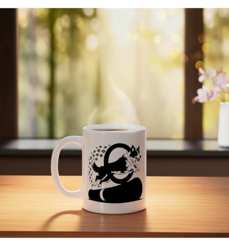 Dog Agility Weave Poles Illustration Identity Mom Sports Ceramic Mug, White - size: 11 Ounces