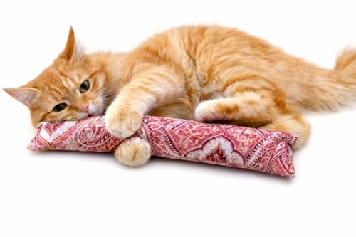 Catnip Kicker Toy for Indoor Cats – 15" Large Cat Kick Stick, 1 oz Potent Canadian Catnip, Durable Plush Cat Wrestling Toy, Ruby Red - color: Ruby Red