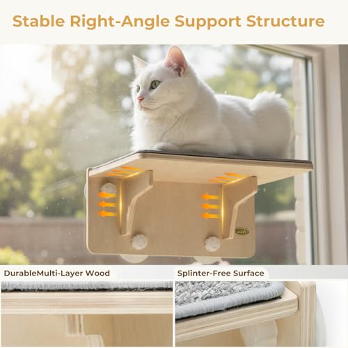 Pecute 2-in-1 Cat Window Perch & Wall Shelves, Cat Hammock Window 16"x10" - size: 15.7"L x 10.2"W
