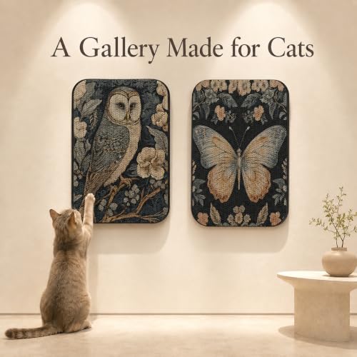 2 Pack Cat Wall Scratcher, Art Cat Scratching Board for Cats - color: Owl & Butterfly