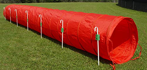 18' Dog Agility Tunnel with Stakes, Multiple Colors Available (Red) - color: Red