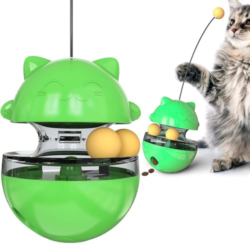 Interactive Cat Toy for Indoor Cats Wobble Treat Dispenser Ball (Green) - color: Green