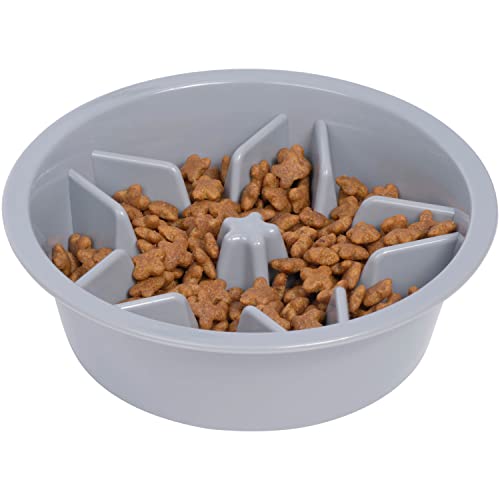 Leash Boss Slow Feeder Dog Bowls (1.5 Cup) Puzzle Dog Food Bowl with Feeder Holes, Fits into Elevated Pet Feeders, Slow Eating for Large, Medium & Small Sized Breeds - Gray - color: Gray, size: 1.5 Cup