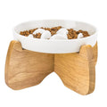 Raised Ceramic Slow Feeder Cat Bowl 6.3" Wide with Stand (1 Pack) - color: Raised Slow Feeder Bowl (1 Pack)