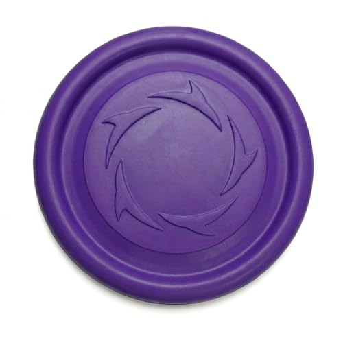 2-in-1 Flying Disc & Slow Feeder Dog Toy - 9.6" Large Floating Aerodynamic Frisbee, Durable Soft Rubber Chew Toy for Fetch, Water Play & Training (Purple) - color: Purple