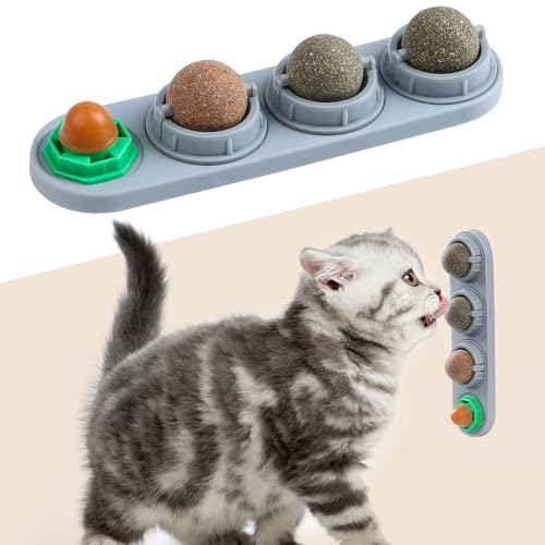 CCINEE Catnip Balls for Cats Wall Catnip Toys Edible Cat Toys for Cat Lick Safe Healthy Kitten Chew Toys Teeth Cleaning Dental Cat Toys(4 Flavor) - color: 4PCS